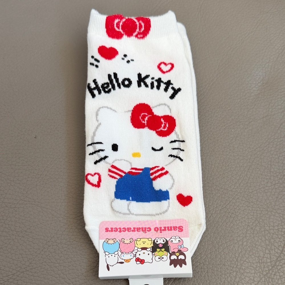 ✨Host pick✨Lovely Hello Kitty Socks - Red, Blue, and White Design 22-26cm